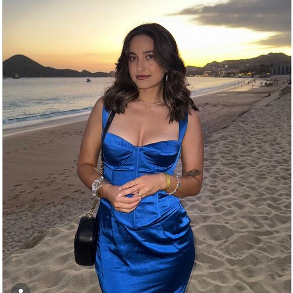 Runaway the Label Dresses & Skirts - NEW REVOLVE Runway the Label Oura Maxi Dress XL Cobalt Blue Satin Corset Date